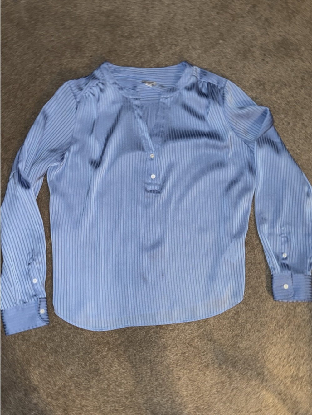 J. Crew Light Blue Long-Sleeve Striped Blouse
